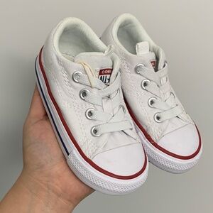 Converse Kids White Sneakers with Red Trim
